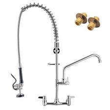 Commercial Sink Faucet with Sprayer, 36" Height 8 Inch Center Pull Down Wall ...
