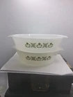 Vintage Anchor Hocking Fire King Meadow Green Casserole Dishes Set of 2 Milk...