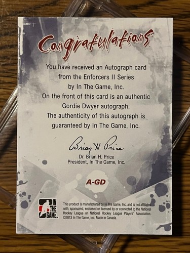 2013/2014 - In The Game - Enforcers II - Autographed Cards - Picture 45 of 111