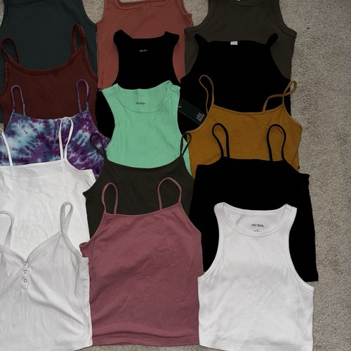 Women’s Tank Top Lot (15) Wild Fable Old Navy H&M Size Medium & Small Cropped - Picture 3 of 12