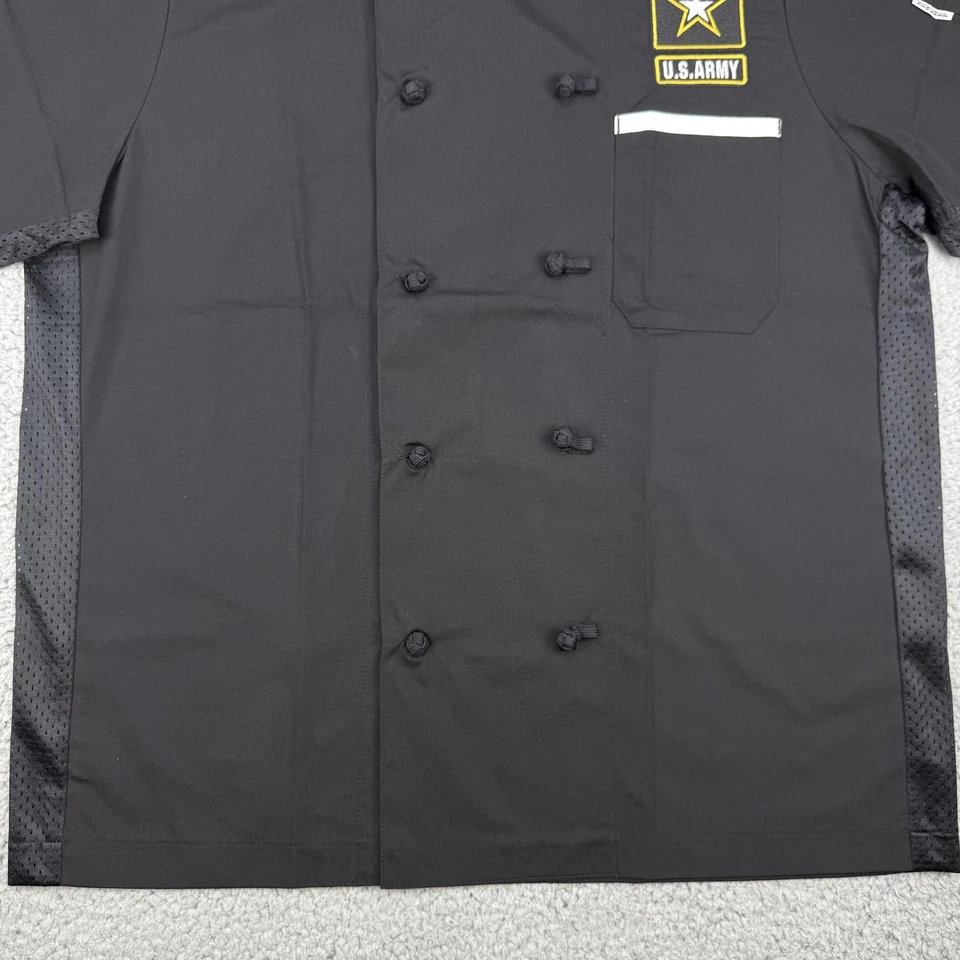 Chaqueta de Chef Newchef Para Hombre Mediana Negra Manga Corta Doble Pecho Malla Ejército de EE. UU. Foto 4 de 4