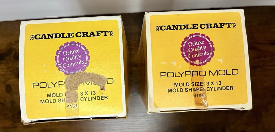 Molde de cilindro de vela vintage de polipropileno artesanal para velas en caja original de 13" de alto juego de 2 Foto 3 de 4