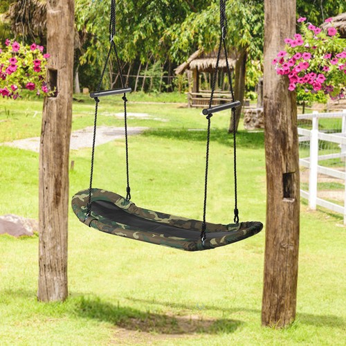 Saucer Tree Swing Surf Kids Outdoor Adjustable Oval Platform Swing Set w/ Handle - Bild 4 von 12