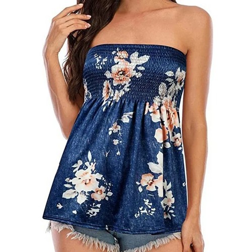 Lady Tube Top Sleeveless Bandeau Strapless Bralette Stretch Solid Top Plus Size - Picture 15 of 17