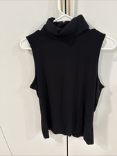 H M Sleeveless Tunic Womens Large Black Spandex Cowl Top