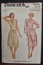 1970s Butterick Pattern 5878; Misses' Dress, Top  Skirt; Uncut; S12/B34.