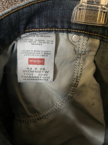 Jeans Wrangler Auténticos Para Hombre 42x28 Azul Calce Relajado Pierna Recta Elastizados Denim - Imagen 6 de 6