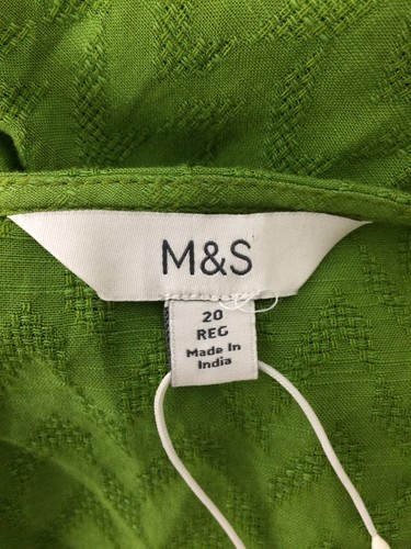 M&S Women's Tiered Dress Size 20 Green Tie Neck Gathered 3/4 Sleeves New F1 - Picture 7 of 10