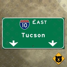 Arizona Interstate 10 east Tucson overhead freeway highway road sign 24x12