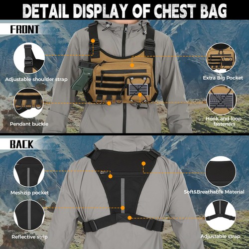 Outdoor Sport Brusttasche für Herren, Brustweste Holster passt den meisten Pistolen, Adjus... - Bild 6 von 6