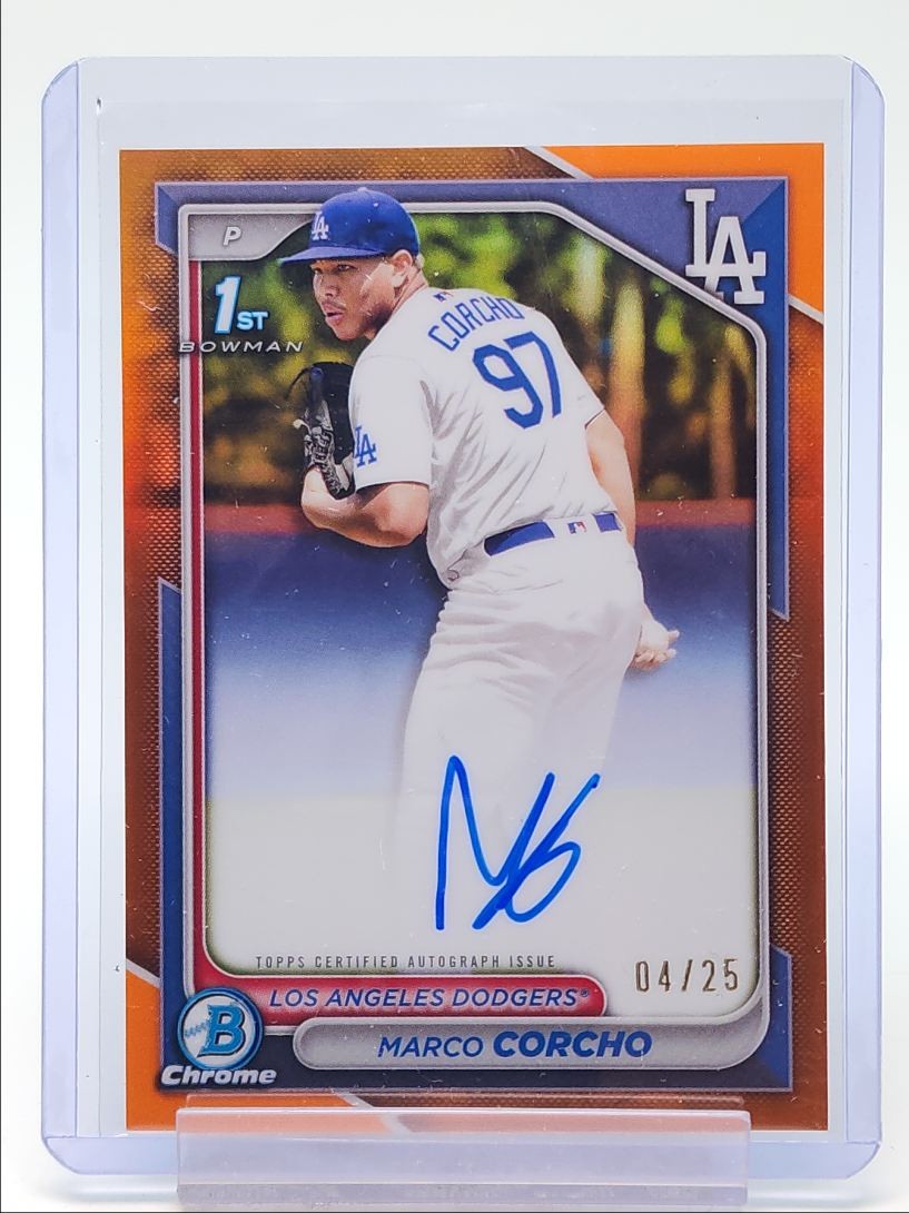MARCO CORCHO 2024 BOWMAN CHROME 1ST AUTOGRAPH ORANGE REFRACTOR AUTO /25 Q5152