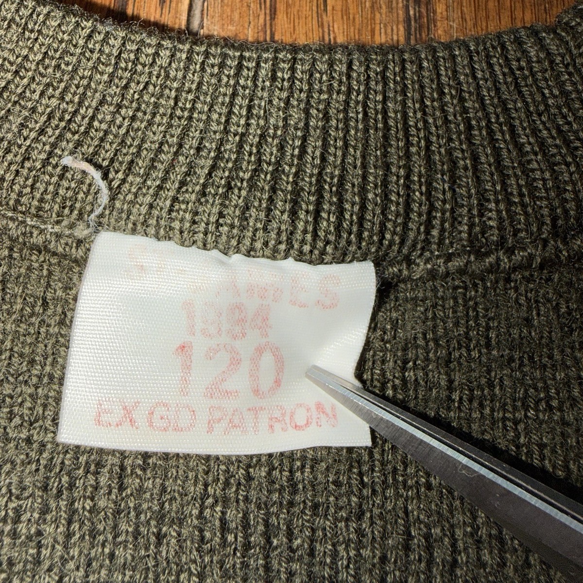 Vintage Saint James Military Sweater Wool Shoulder Elbow Patches 