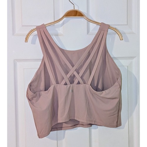 Canotta Athleta rosa cropped atletica con spalline dietro taglia 2X allenamento abbigliamento attivo - Foto 2 di 9