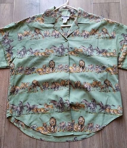 Vintage Caribou New York safari button-up short sleeve shirt - Mens Size Large - Picture 2 of 12