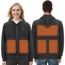 Compact Power Heated Hoodie Sweatshirt with Safe Circuit Black