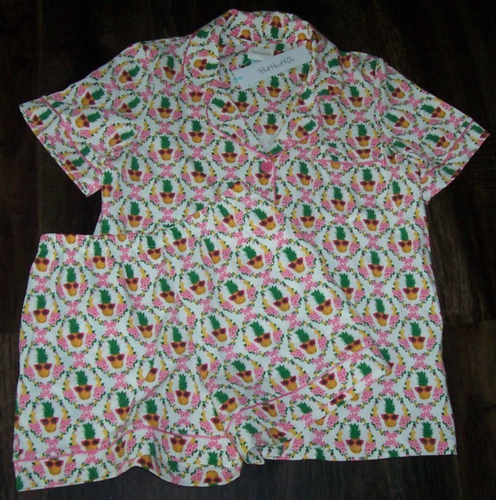 Neu mit Etikett BedHead elfenbein/pink PINA COOLADA Shorts Pyjama Set XL ANANAS BRILLE TRAGEN - Bild 1 von 8
