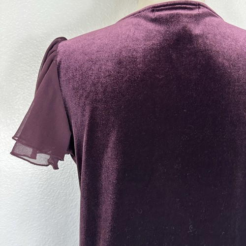 Lauren Ralph Lauren Top Women Medium Velvet Burgundy Plum Babydoll Whimsigoth - Picture 9 of 13