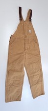 VTG Carhartt Bib Overalls Red Quilted Lining USA UNION MADE Size In Pics
