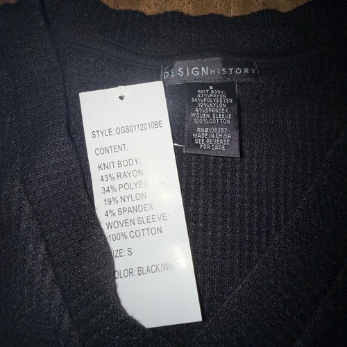 Design History Thermal Combo Top Women's Size Small Long Sleeve Black Pullover - Picture 3 of 5