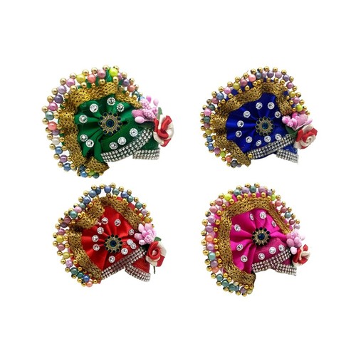 Laddu Gopal Kanha JI Morpankh Stoff Mehrfarbig Pagdi Turban 6er Set Größe 1 - Bild 8 von 8