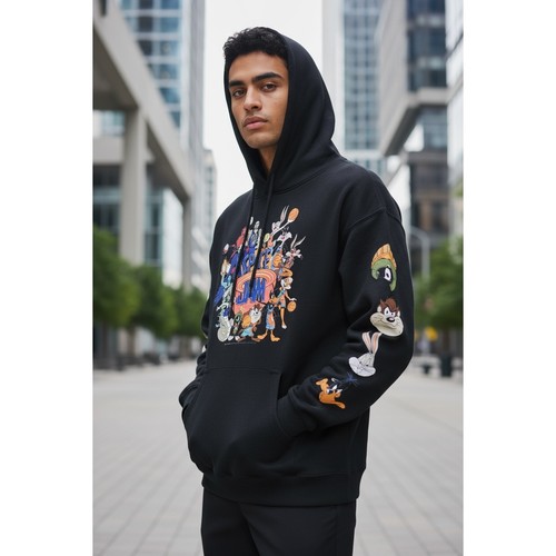 Retro LOONEY TUNES-SPACE JAM Hoodie Sweatshirt-schwarz-Goon/Tune Squad-EUC-Größe XL - Bild 2 von 9