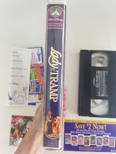 Disney Lady and the Tramp VHS Cassette Tape And Clamshell Masterpiece Edition - Picture 6 of 8