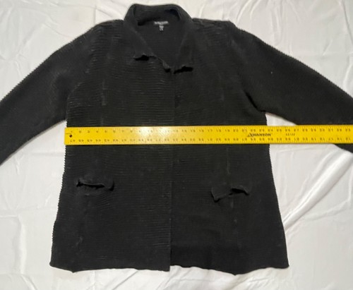 Eileen Fisher Pullover Damen klassisch schwarz Cardigan offen italienisches Garn Größe 3X - Bild 5 von 9