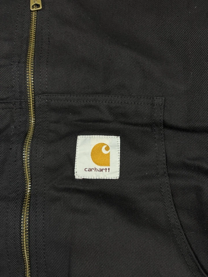 Carhartt Rework Work Jacket Black L Size Cropped Heavy Hoodie Vintage Carpenter - Imagen 4 de 4