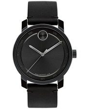 NIB Authentic Movado Bold Men's Watch - Quartz/Black Dial/Leather - Free Ship US