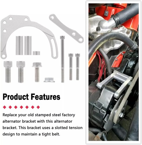 Small Block Chevy Double Hump Heads Low Mount Alternator Bracket SBC LWP 551672X - Bild 4 von 11