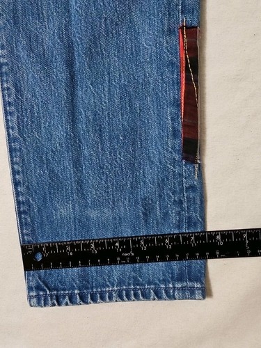 Mother Jeans Candiani Damen Knopfleiste gerades Bein Patchwork mittlerer Bund Größe 30 x 30 - Bild 10 von 17