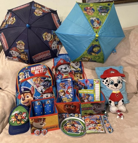 Lote Surtido Paw Patrol Sombrero Libros Paraguas Mochila Contenedores Anillos Rodilleras Almohada - Imagen 1 de 16