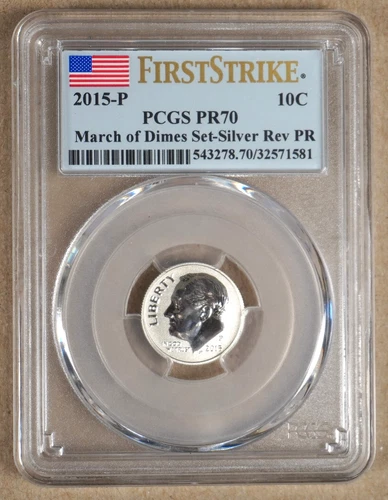 2015-P SILVER REVERSE PROOF ROOSEVELT DIME PCGS PR70 571581