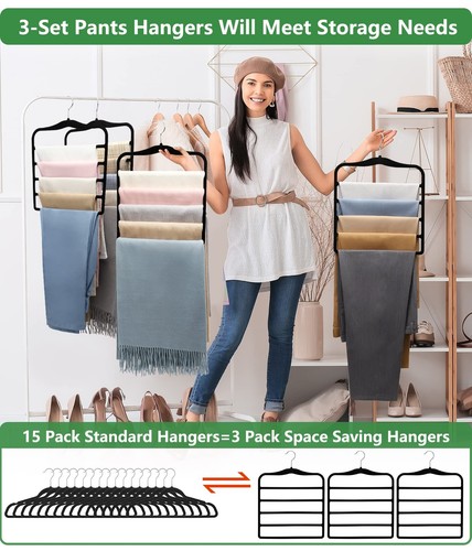 Closet Organizers and Storage,3 Pack Organization and Storage Pants-Hangers-S... - Picture 3 of 8