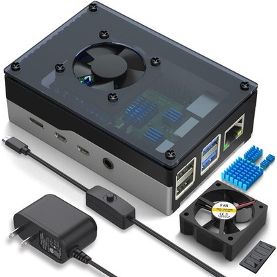 Miuzei Case for Raspberry Pi 4, Raspberry Pi 4b Case with Fan 35mm, with 5V 3A P