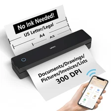 Portable Printer Wireless for Travel, Small Bluetooth Thermal Inkless Printer...