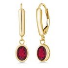 Topaz 14K Yellow Gold Earrings 1.90 Ct Oval Red Mystic