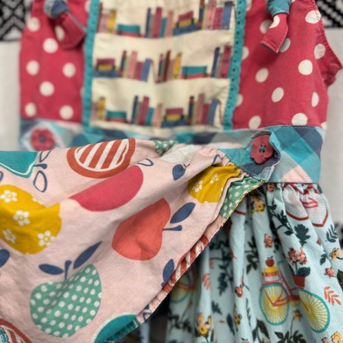 Matilda Jane Girls Dress Size 6 Books Apples Polka Dots Bicycles Back to School - Picture 2 of 5
