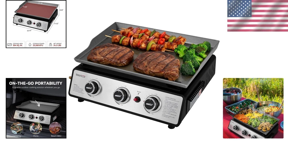 Plancha de gas de 3 quemadores fácil de almacenar, 304 cuadrados In. Zona de cocina Foto 2 de 4