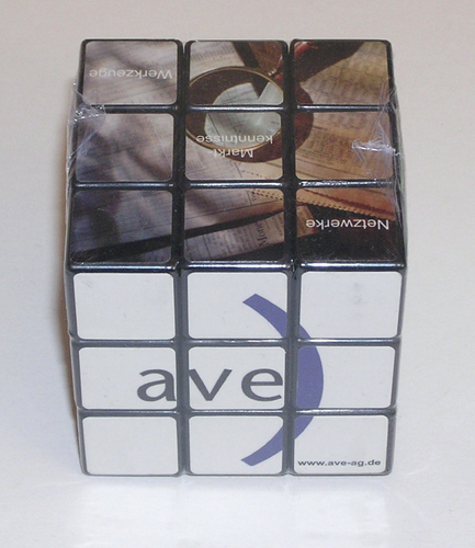 Vintage Rubik's 3x3 Promo-Cube 57mm Zauber-Würfel mit AVE-AG Werbung ~ NEU & OVP - Bild 1 von 5