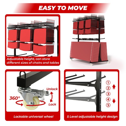 Heavy Duty Utility Cart for 84 Folding Chairs or 42 Chairs and 12 Table - Picture 6 of 7