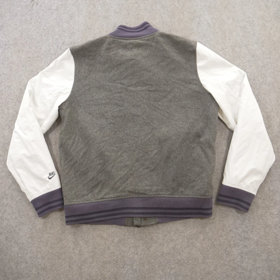 Nike Ropa Deportiva Chaqueta Para Hombres Grande Gris Blanco Destructor Universitario Lana Bombardero Foto 2 de 4