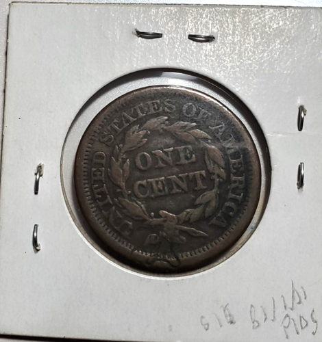 1853 Large Cent Matron Braided Hair 1C Ungraded US Copper Coin - Bild 2 von 2