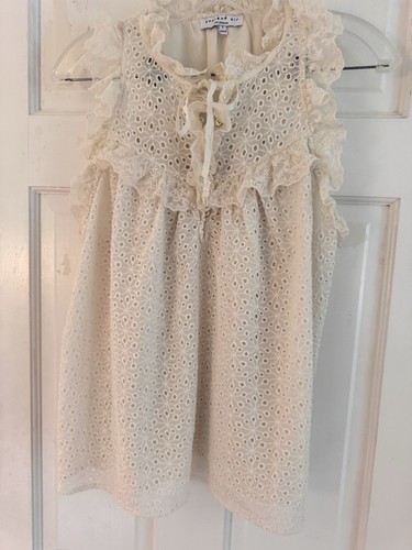 Current Air Anthropologie Donna Taglia L Crema Ruffle Pizzo Occhiello Romantico Ragazza - Foto 3 di 11