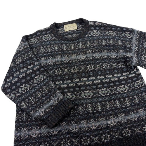 Vintage Nor Easterly Tradition Pure Wool Crewneck Sweater Mens Size XL Fair Isle - Picture 4 of 8