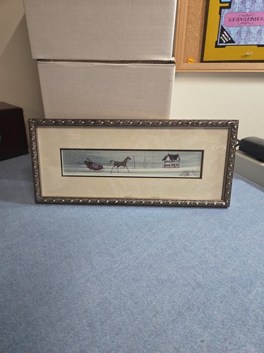 P Buckley Moss 1993 stampa incorniciata VIAGGIO CASA cavallo slitta 134/1000  - Foto 1 di 9