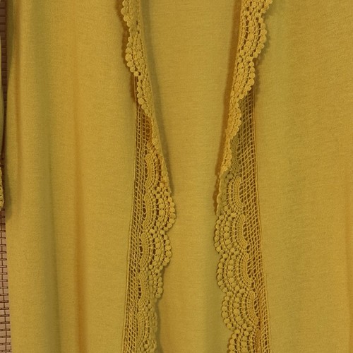 Tickled Teal Damen M Strickjacke vorne offen Spitze gelb Cottagecore Boho Fairycore - Bild 3 von 9