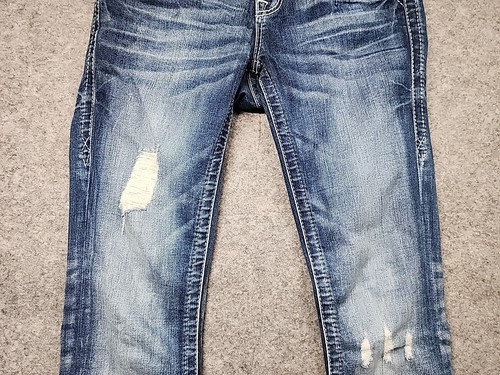 Rock Revival Women's Arda 25 (28x31) Boot Cut Distressed Denim Jeans Stretch  - Picture 8 of 19