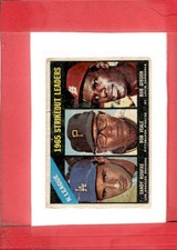 1966 Topps #225 Sandy Koufax/Bob Veale/Bob Gibson F Fair NL Strikeout L ID:69681
