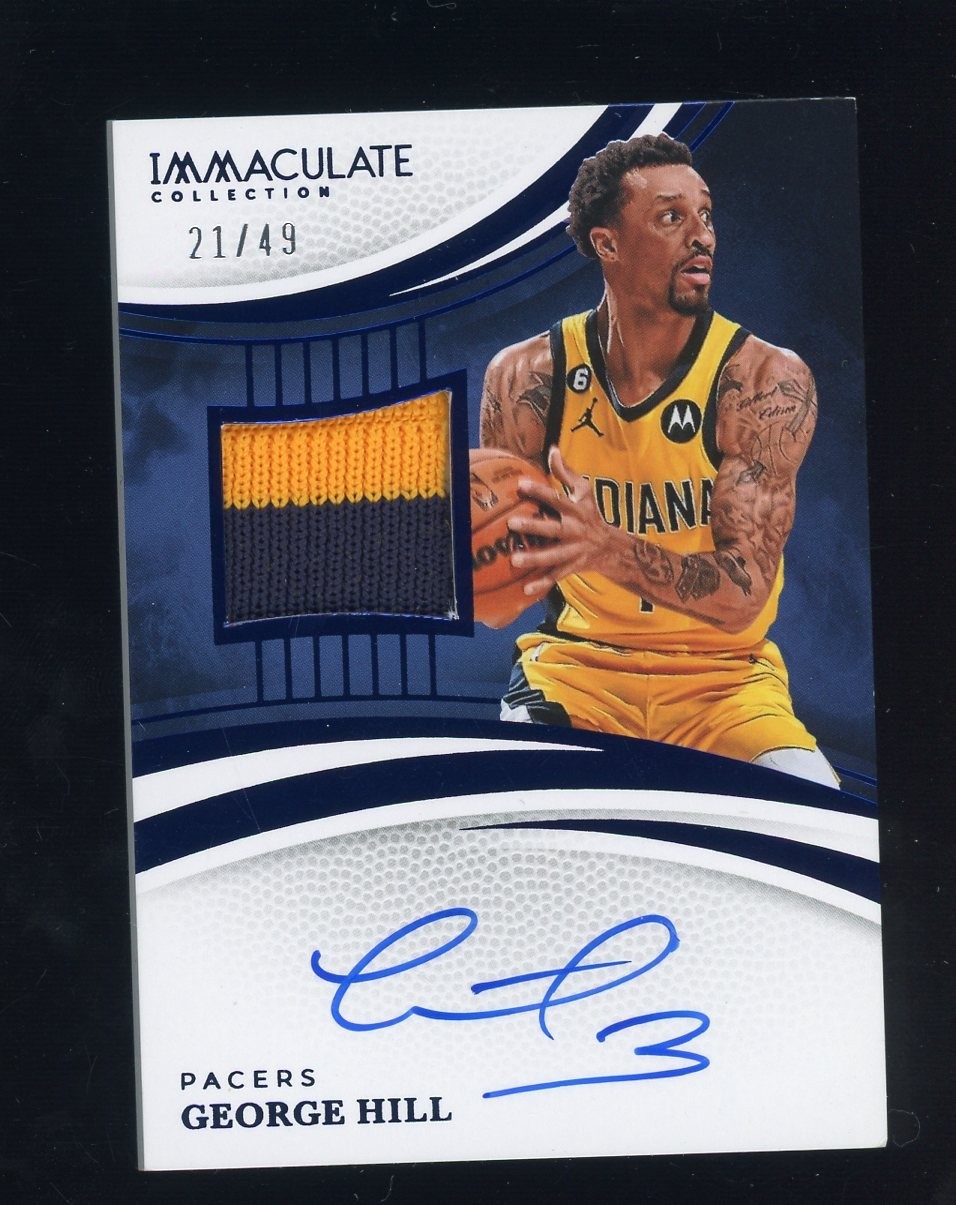 2024-25 Panini Immaculate Blue George Hill Pacers GU 2-Color Patch AUTO 21/49